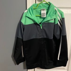 Kids adidas green, gray, and black jacket size 7